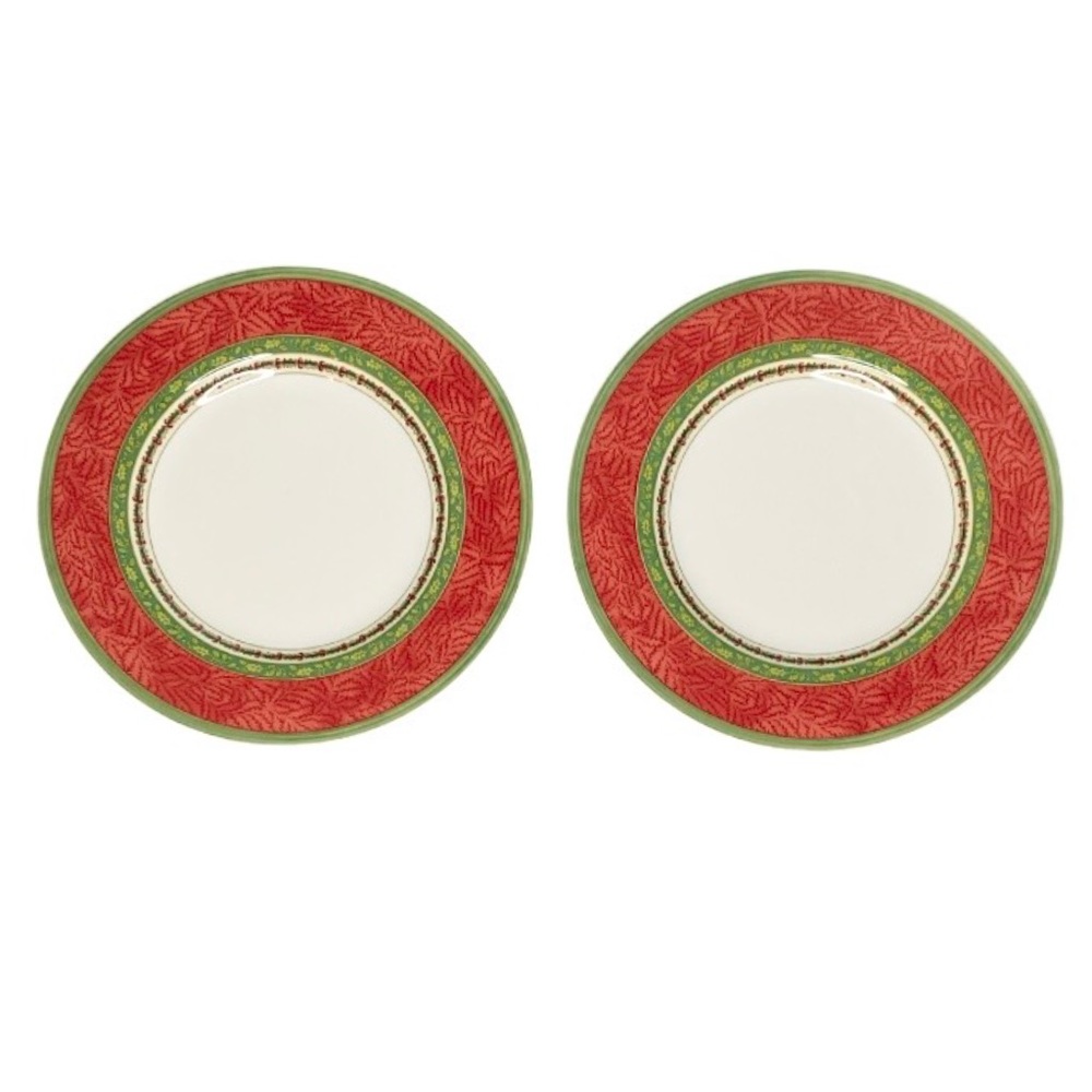 NWT Villeroy & Boch 2 Festive Memories Porcelain Dinner Plates (disconti…